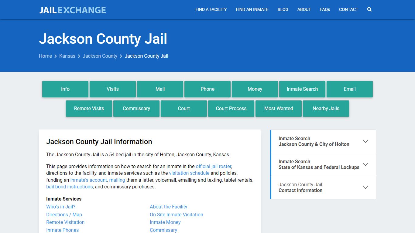 Jackson County Jail, KS Inmate Search, Information